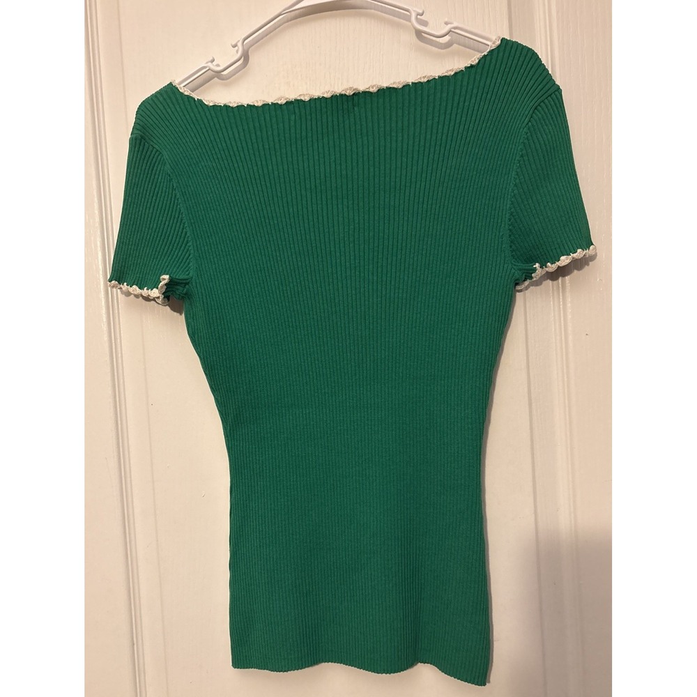 INC International Concepts Green Short Sleeve Scoop Neck  Fitted Shirt Size L - Picture 4 of 4